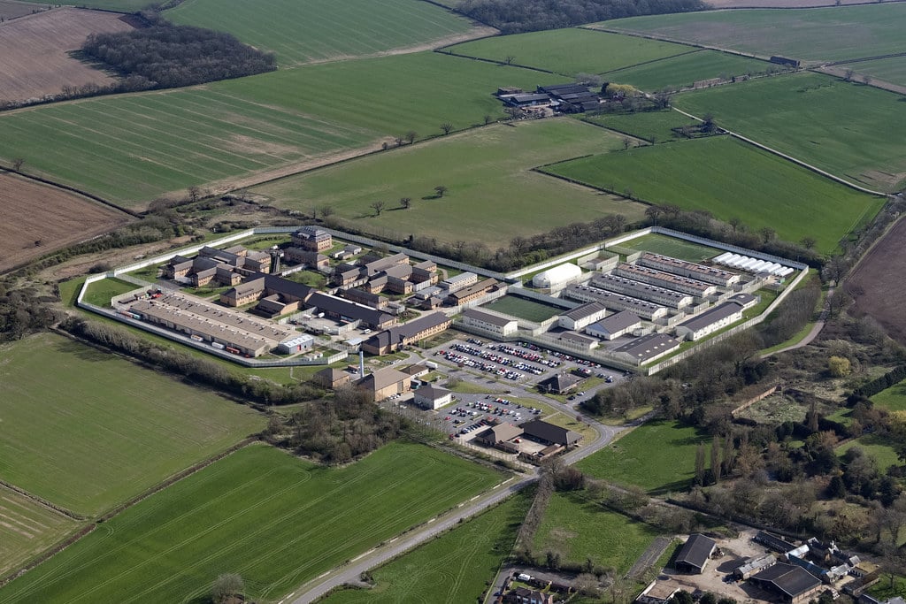 Panoramic view of Littlehey Prison, displaying the prison grounds and facilities.