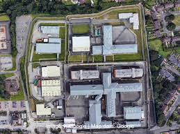 Aerial view of Nottingham Prison, showcasing its facilities and surrounding area.